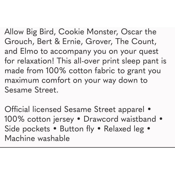 NWT SESAME STREET‎ Pajama Pants Men’s Women’s Unisex XL Blue Drawstring Big Bird - Picture 5 of 13